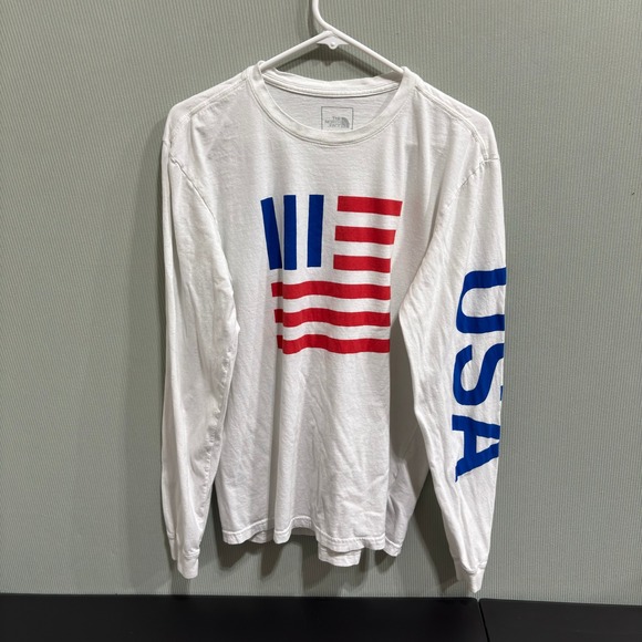 The North Face Other - The North Face Men's Long Sleeve T Shirt White USA Flag Graphic Size L